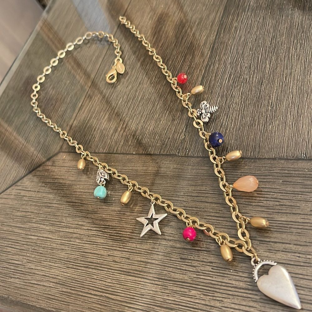 Chico’s Charm Necklace Matte Gold-Tone Chain